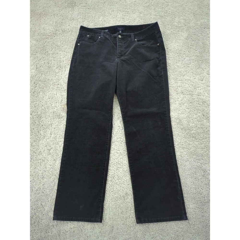 Talbots Pants Womens 16W PLUS Black Corduroy Mid Rise Straight Heritage